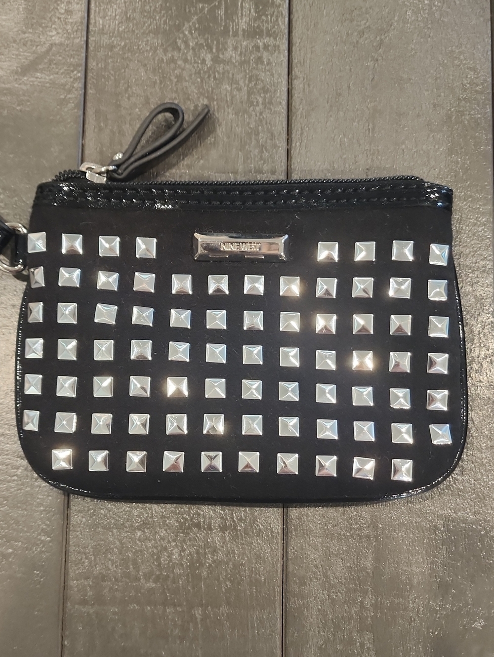 Nine West Black Silver-Studded Wristlet